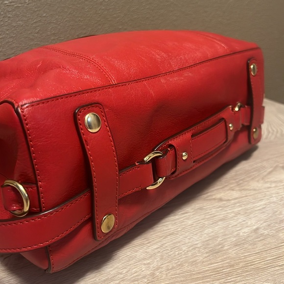 Beautiful Red Authentic Coach Purse with Hidden Long Strap and Short Strap - Picture 6 of 14
